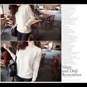 Lace shoulder sweater